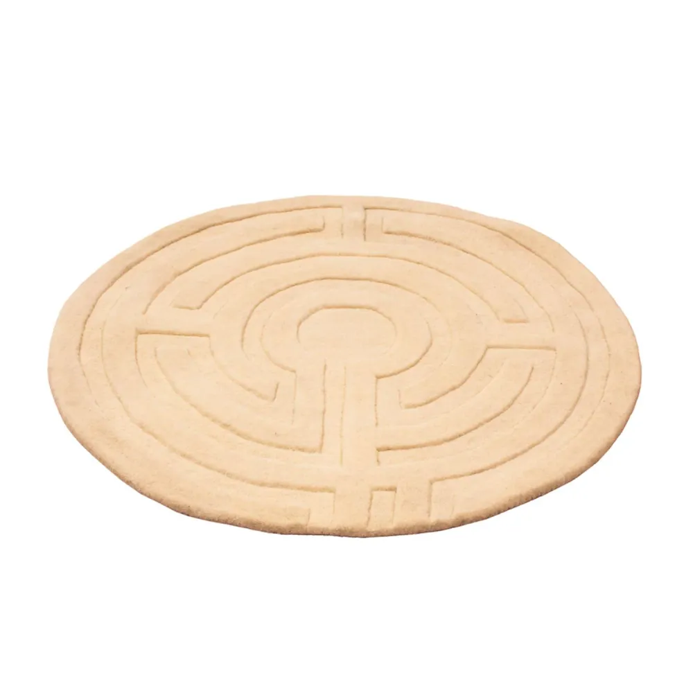Ullteppe rundt - 80 x 80 cm - beige