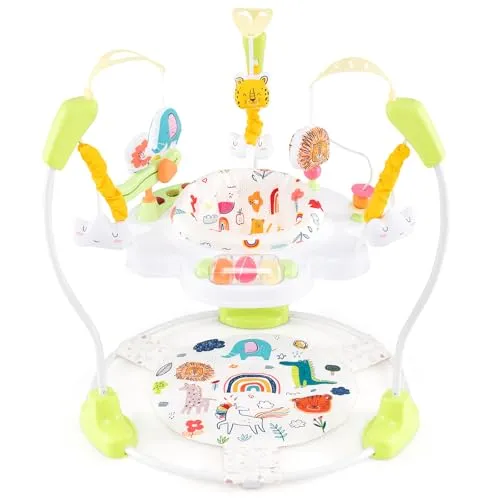 Babygym med hoppesete 45–53cm 360° og justerbar høyde, musikkleke – COSTWAY