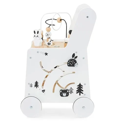 Gåvogn 6-i-1 Med Aktivitetsbord, Tre, Hvit 31x28x49cm Mamabrum