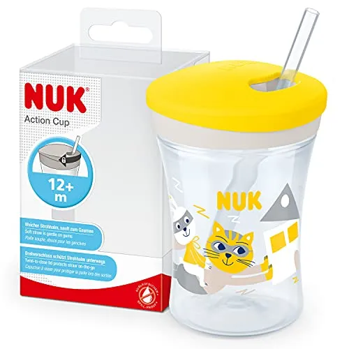 Tutekopp 230ml Med Myk Sugerør Og Skrulokk, Tett, BPA-fri – NUK Action Cup