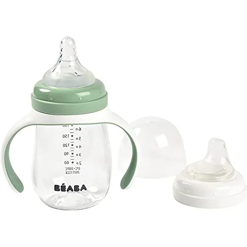 Tutekopp 2-i-1 210ml, lekkasjesikker med sugerør, salviegrønn – Béaba