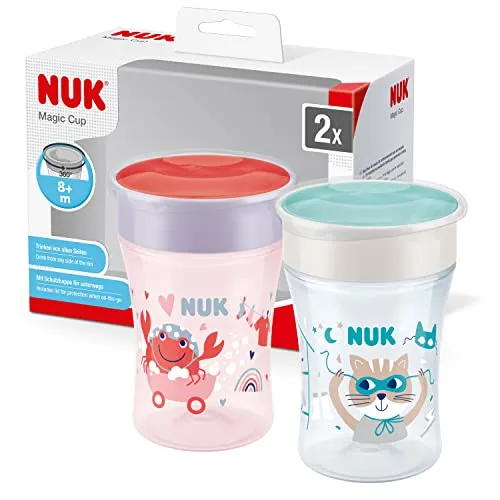 Tutekopp 360° Anti-søl 230ml Rosa 2-pack | BPA-fri | 8+ Mnd NUK Magic Cup