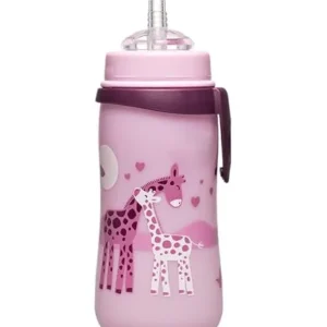 Tutekopp Med Sugerør 330ml, Lekkasjesikker, BPA-fri, Rosa Giraff – Nip