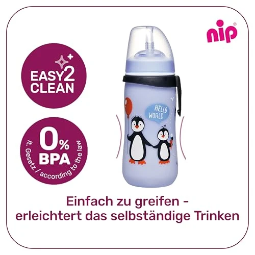 Tutekopp Med Sugerør 330ml, Lekkasjesikker, BPA-fri, Rosa Giraff – Nip