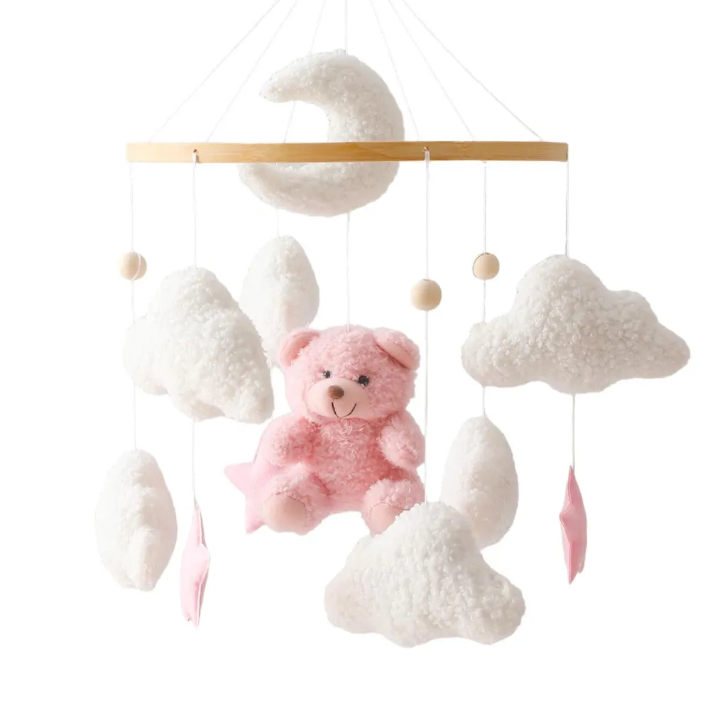 Baby Uro I Filt Med Treoppheng Og Rosa Kuler, Håndlaget – 3cm Herfair