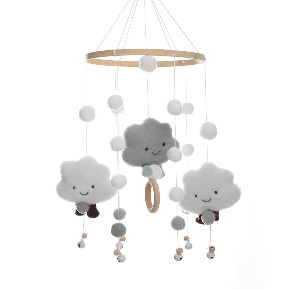 Baby Uro Med Filtkuler Og Skyer, Tre, Grå 20x20x50cm – TVAIVTN