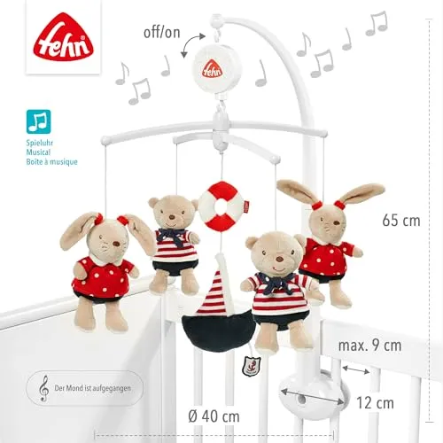 Uro Baby Med Musikalsk Spilledåse, Navy/rød, 0–5 Mnd – Fehn 78190