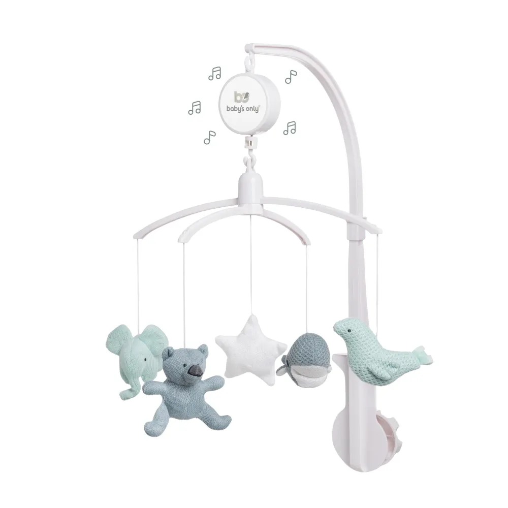 Uro Baby Med Musikk Og Heklede Figurer, Steingrønn/mint/hvit – BO Baby's Only