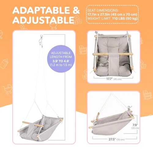 Babyhuske I Lerret 45cm Med 5-punkts Sele, Gråbrun – Cateam FS 008