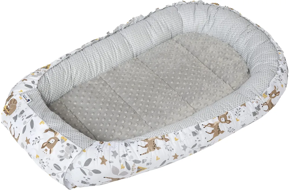 Babynest 100x60x15cm bomull/minky med uttakbar madrass Medi Partners 5903031428049