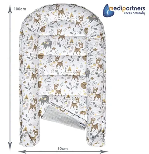 Babynest 100x60x15cm bomull/minky med uttakbar madrass Medi Partners 5903031428049