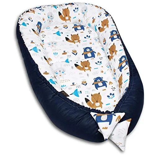 Babynest 2-sidig, Regulerbart 95x55cm AZTEC II, Bomull – PaLulli