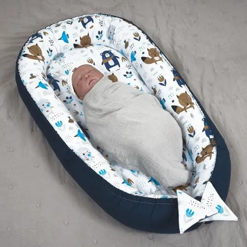 Babynest 2-sidig, Regulerbart 95x55cm AZTEC II, Bomull – PaLulli