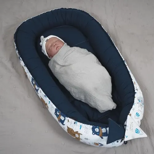 Babynest 2-sidig, Regulerbart 95x55cm AZTEC II, Bomull – PaLulli