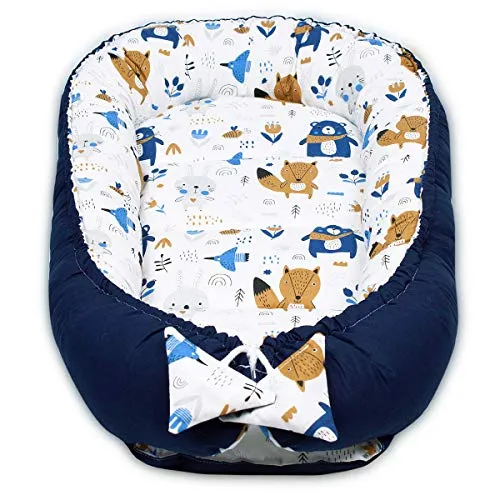 Babynest 2-sidig, Regulerbart 95x55cm AZTEC II, Bomull – PaLulli