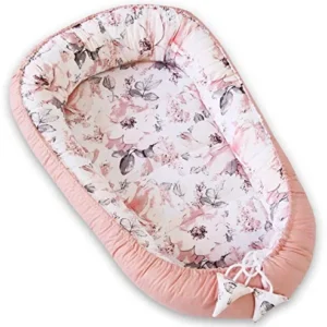 Babynest 55x90cm Rosa Med Blomster, 100% Bomull – PIMKO PIMCOC01