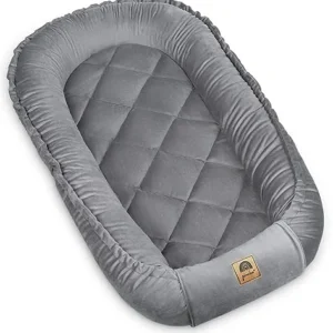 Babynest 60x90cm Vendbar, Antiallergisk Velvet Royalgrey PIMKO