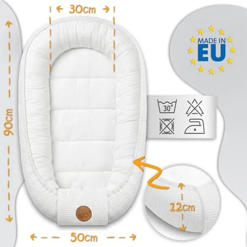 Babynest 90x50cm Vendbar Bomull Grå Med Ugler Totsy Baby