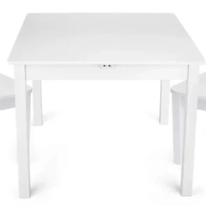 Barnebord 60x60x49cm Med 2 Stoler, Hvit Tre – Leomark 159