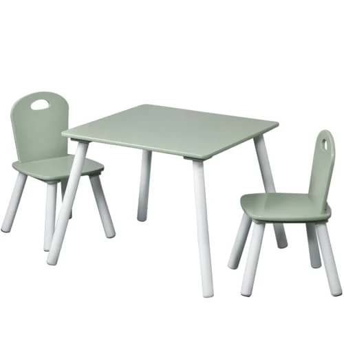 Barnemøbler Bord Og 2 Stoler 55x55x45cm Hvit/grønn Kesper 17733 13