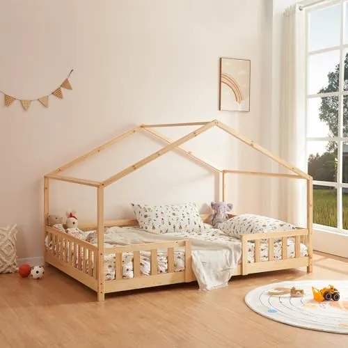Barneseng 140x200cm Med Sengehest I Furutre, Husdesign – [En.casa] Treviolo