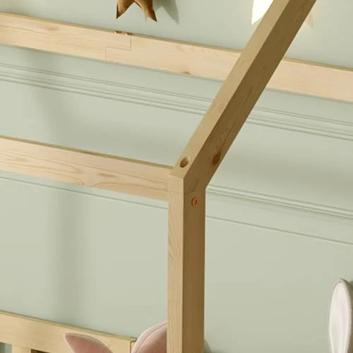 Barneseng 80x160cm Med Sengehest I Furu, Gulvseng Natur – Ecomi FRN-CB01