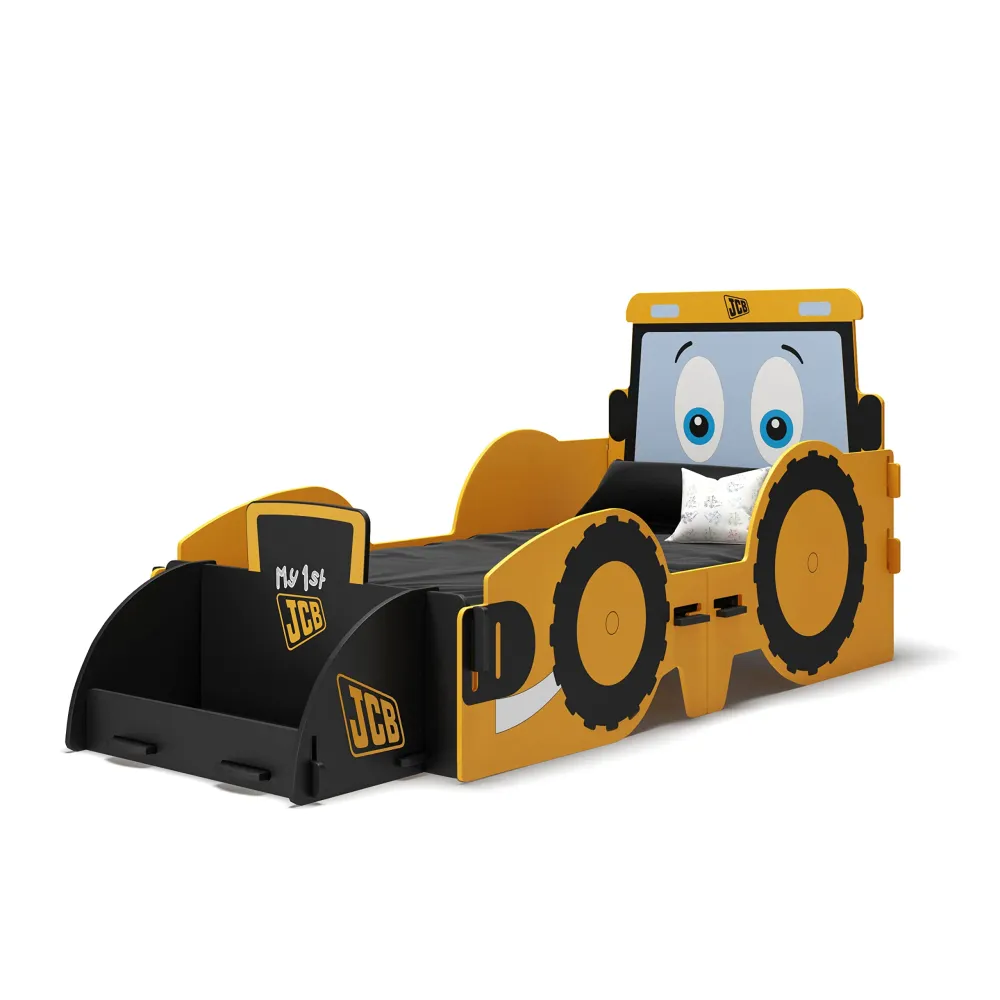 Barneseng JCB Gravemaskin Med Leketøykasse, 70x140cm, Gul – Kidsaw JCBJB