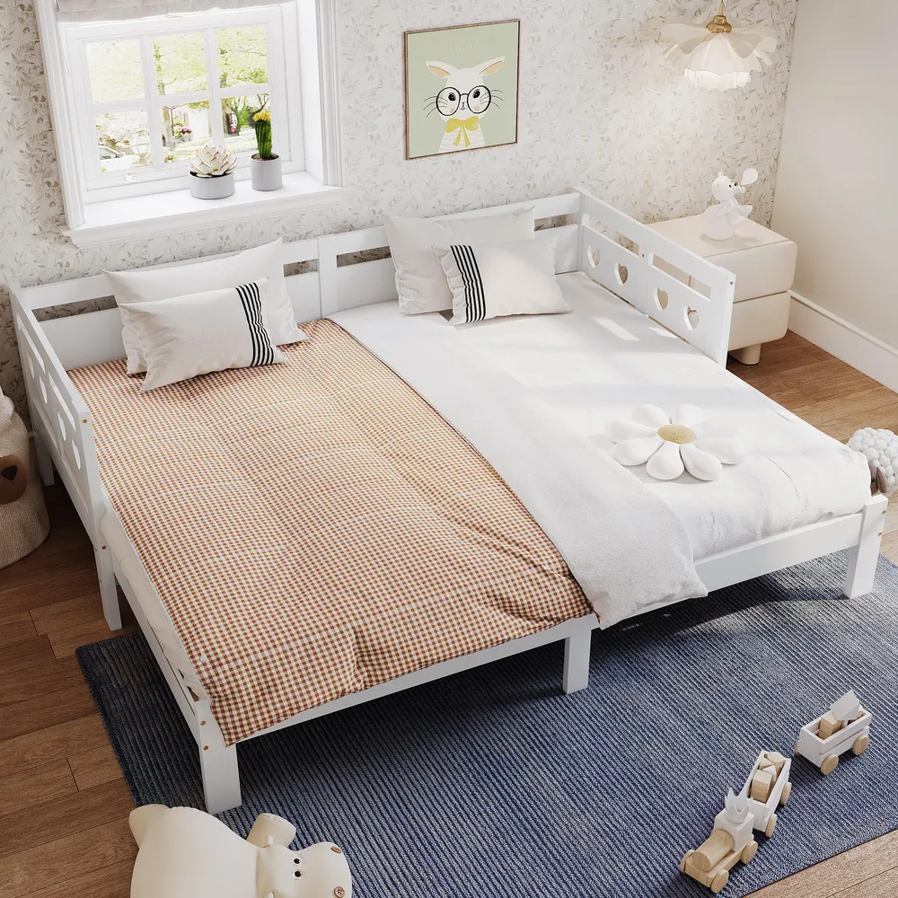 Barneseng Uttrekkbar 90x200cm Med Ekstra Liggeflate, Hvit – SOFTWEARY 1