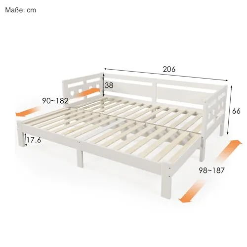 Barneseng Uttrekkbar 90x200cm Med Ekstra Liggeflate, Hvit – SOFTWEARY 1