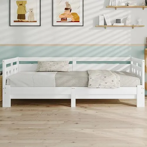 Barneseng Uttrekkbar 90x200cm Med Ekstra Liggeflate, Hvit – SOFTWEARY 1