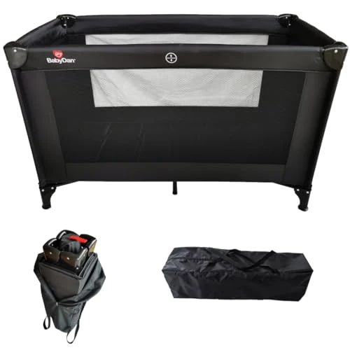 Reisebarneseng 60x120cm, Sammenleggbar 60cm Med Madrass, Svart BabyDan 500021