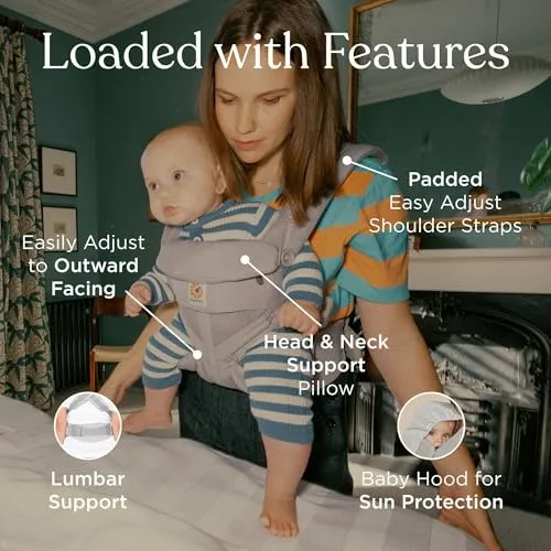 Bæresele ergonomisk nyfødt og baby 3,2–20kg, Pearl Grey mesh, Omni 360 – sklep Ergobaby