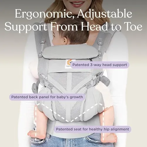 Bæresele ergonomisk nyfødt og baby 3,2–20kg, Pearl Grey mesh, Omni 360 – sklep Ergobaby