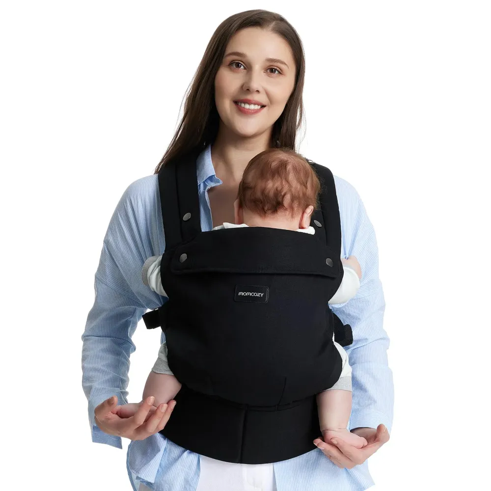 Bæresjal Ergonomisk 3–20kg, Frontbæring, Svart – Momcozy