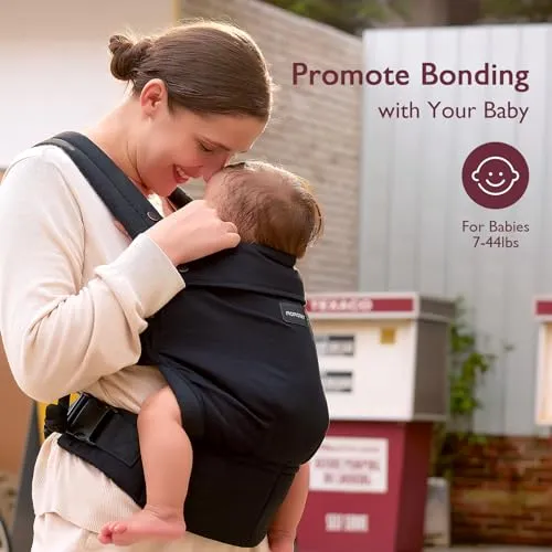 Bæresjal Ergonomisk 3–20kg, Frontbæring, Svart – Momcozy