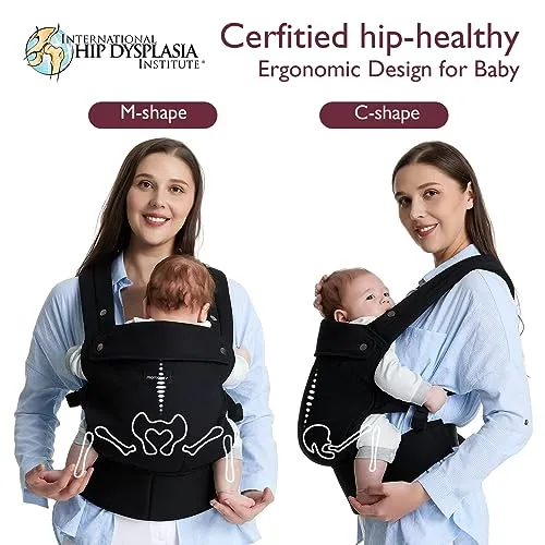 Bæresjal Ergonomisk 3–20kg, Frontbæring, Svart – Momcozy