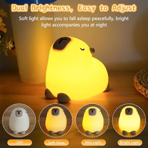 Nattlampe Kapybara Silikon 1cm, USB-oppladbar Med Timer – Ainiv
