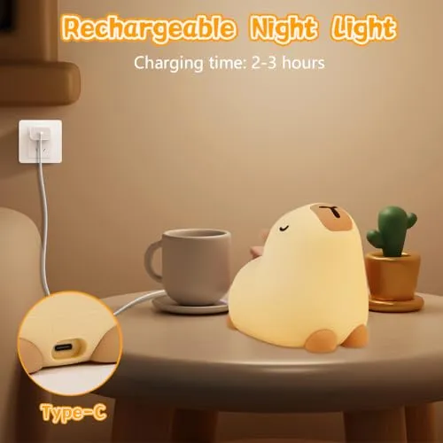 Nattlampe Kapybara Silikon 1cm, USB-oppladbar Med Timer – Ainiv
