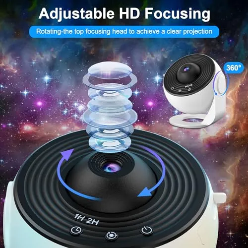 Projektor Med Planetarium, 12 Bildefilmer Og 360° Rotasjon Mexllex BL-DQY02