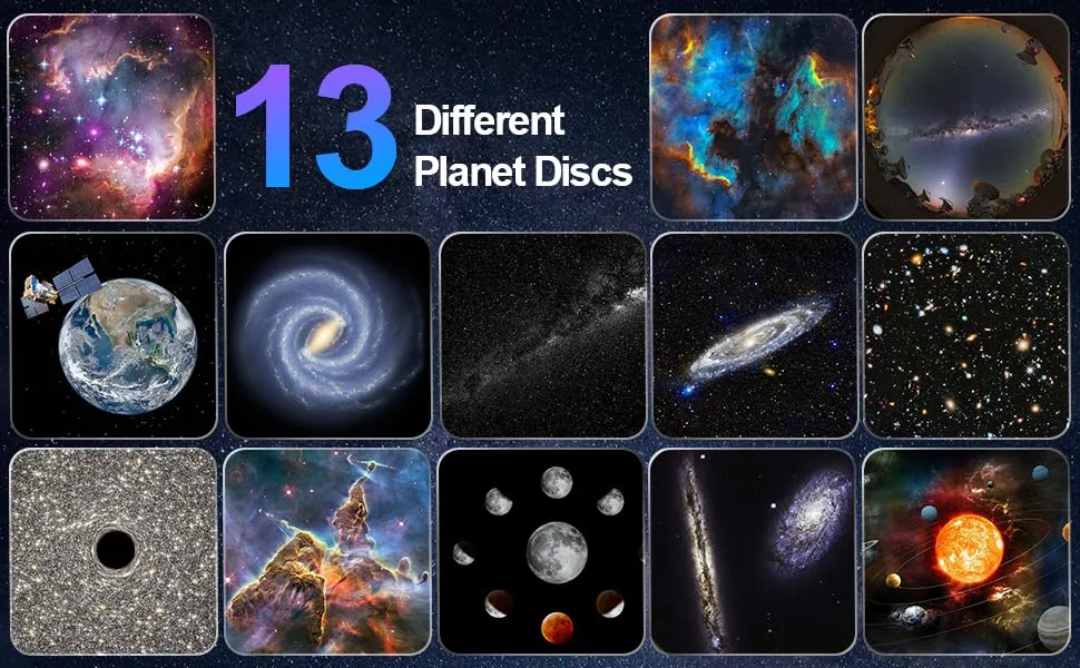 Projektor Med Planetarium, 12 Bildefilmer Og 360° Rotasjon Mexllex BL-DQY02