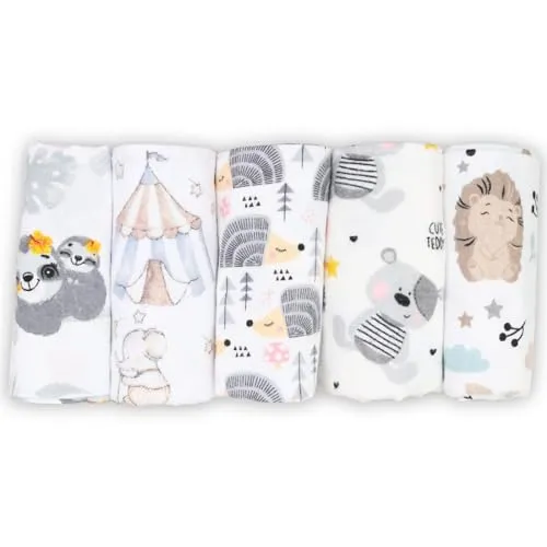 Gulpekluter Baby 100% Bomullsflanell 80x80cm 5‑pak FENSILO 100