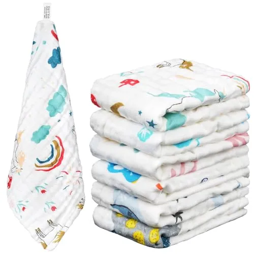 Gulpekluter Baby 6 Stk 30x30cm Myk 100% Bomull Muslin AYESY 4823790
