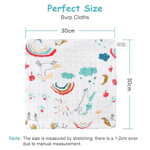 Gulpekluter Baby 6 Stk 30x30cm Myk 100% Bomull Muslin AYESY 4823790