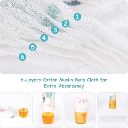 Gulpekluter Baby 6 Stk 30x30cm Myk 100% Bomull Muslin AYESY 4823790