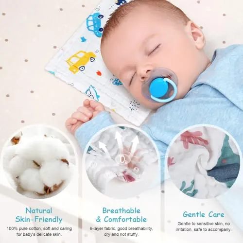 Gulpekluter Baby 6 Stk 30x30cm Myk 100% Bomull Muslin AYESY 4823790