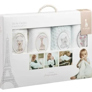 Muslinkluter Baby 70x70cm Sett 4 Stk Hvit Sophie La Girafe 850724