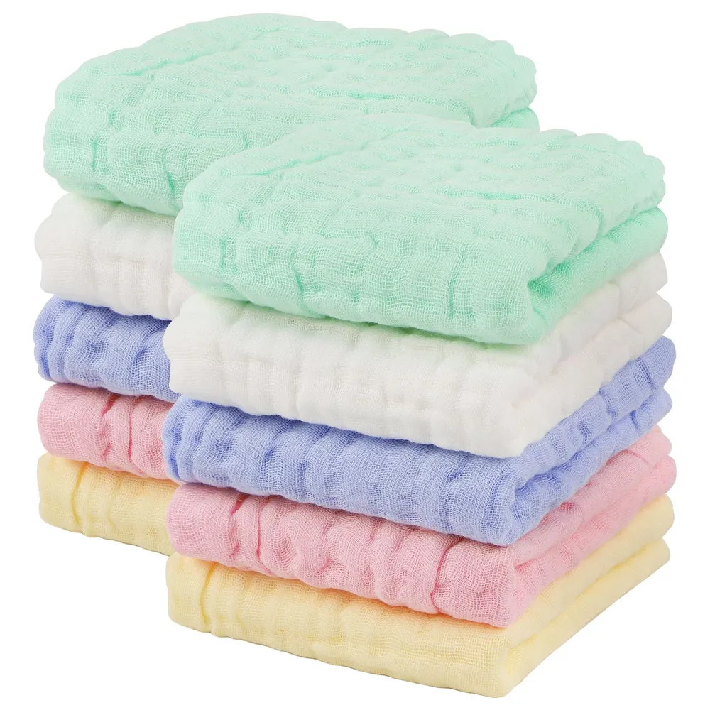 Vaskekluter Baby 100% 25x25cm Økologisk Bomull 10 Stk Myke Og Pustende AIDEA