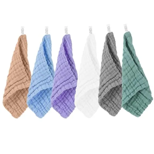 Vaskekluter Baby 6-pack 100 % Bomull 9,75x9,75cm Qianyu