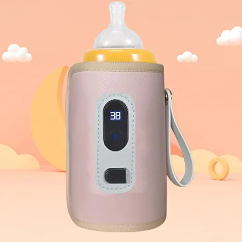 Flaskevarmer USB Med 150ml LCD-skjerm, 38–55 °C, Rosa FTVOGUE