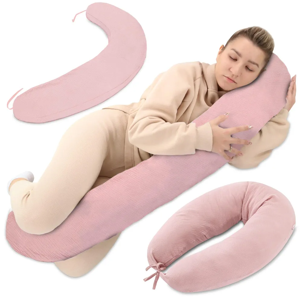 Gravidpute 190cm Side- Og Ammepute, Halvform, Pudderrosa – Totsy Baby